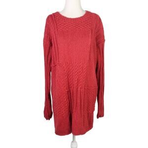 Vintage 90s The Eagle's Eye red textured knit tunic sweater M